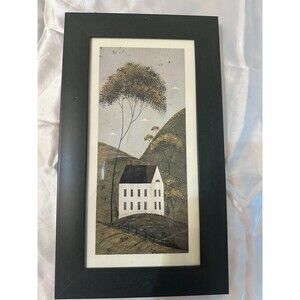 Warren Kimble - White House Trees Framed Folk Art Print 14x8 Americana Decor
